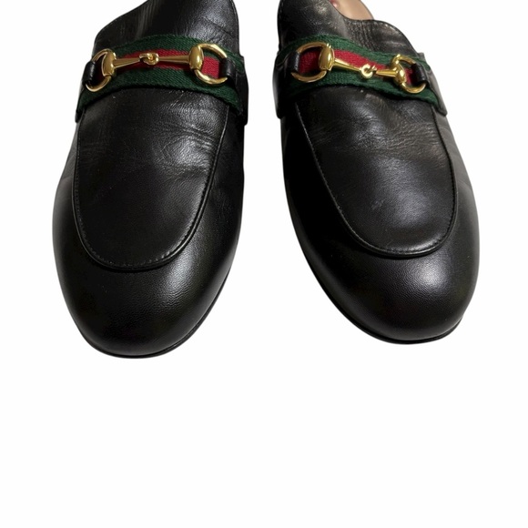 Gucci Princetown Leather Mules Black | Gold Horsebit & Red Heart Size 38 | 8 US - Picture 7 of 14